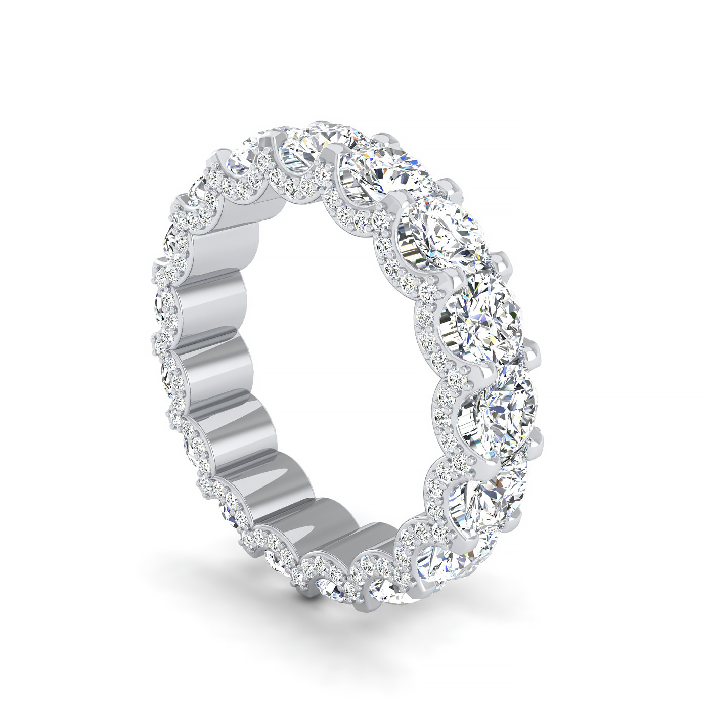 Round Shape Eternity Band with Pave Set Side Diamonds